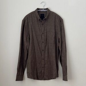 14th & Union Men's Dark Brown Casual Button-Down Shirt